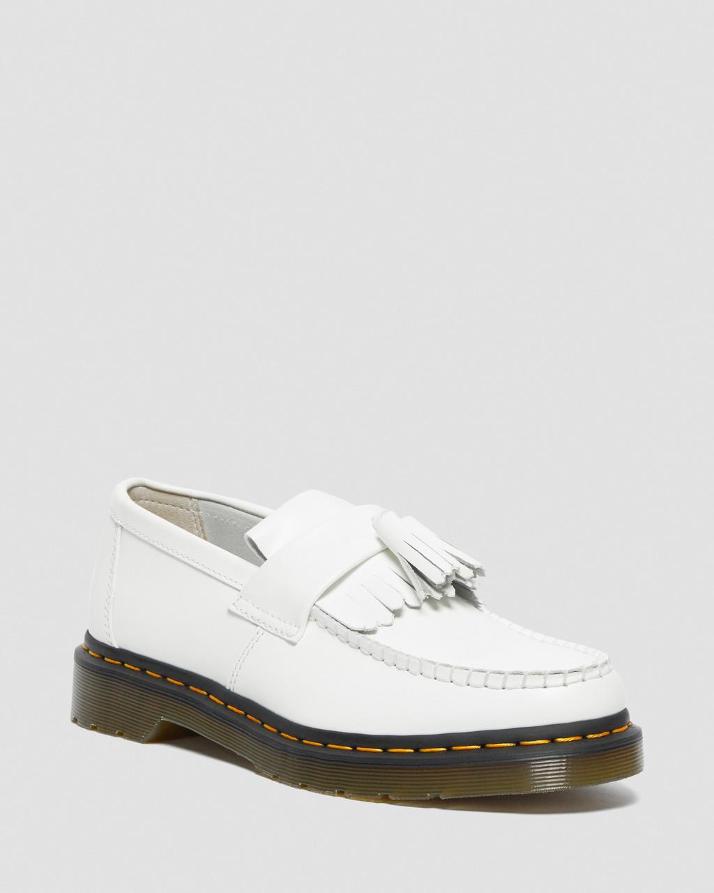 Pánské Loafers Dr Martens Adrian Yellow Stitch Leather Tassel Bílé | 68631282