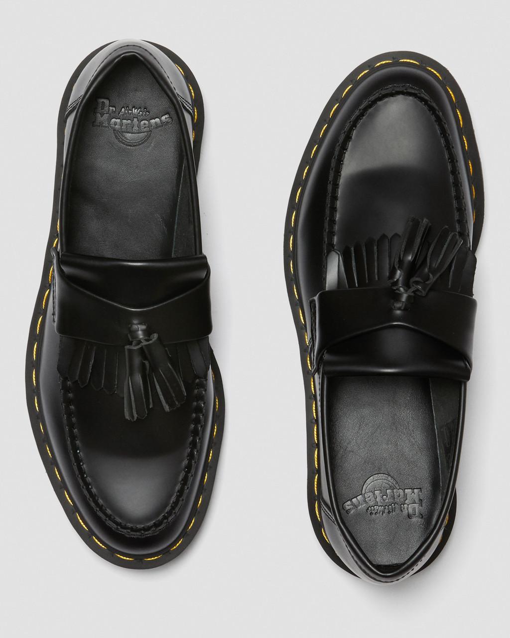 Pánské Loafers Dr Martens Adrian Yellow Stitch Leather Tassel Černé | 78730835
