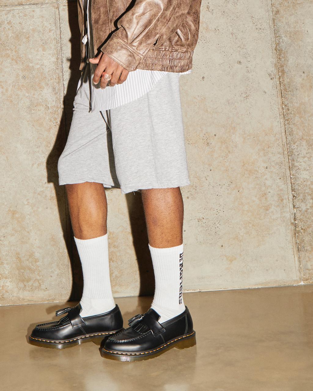 Pánské Loafers Dr Martens Adrian Yellow Stitch Leather Tassel Černé | 78730835