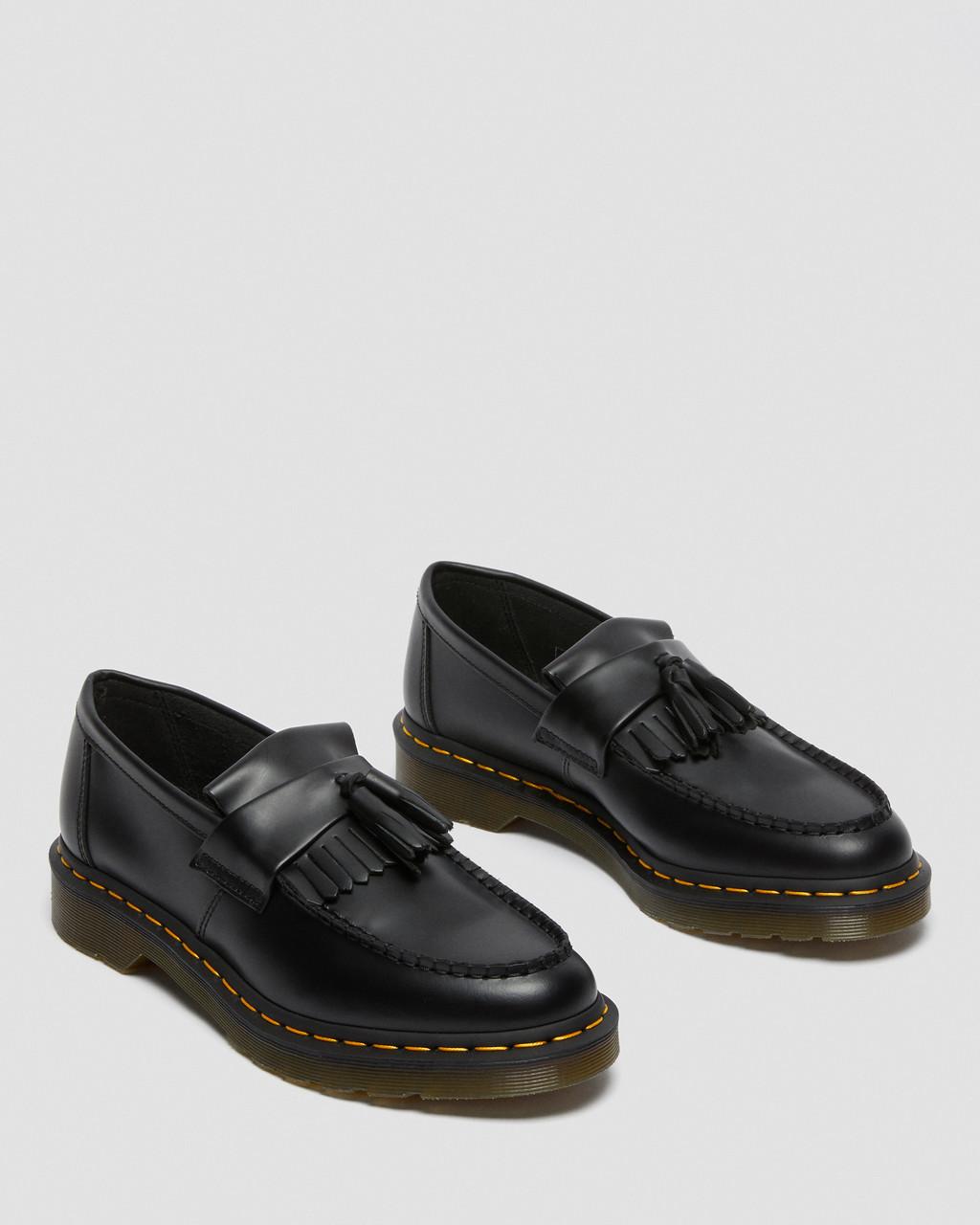 Pánské Loafers Dr Martens Adrian Yellow Stitch Leather Tassel Černé | 78730835