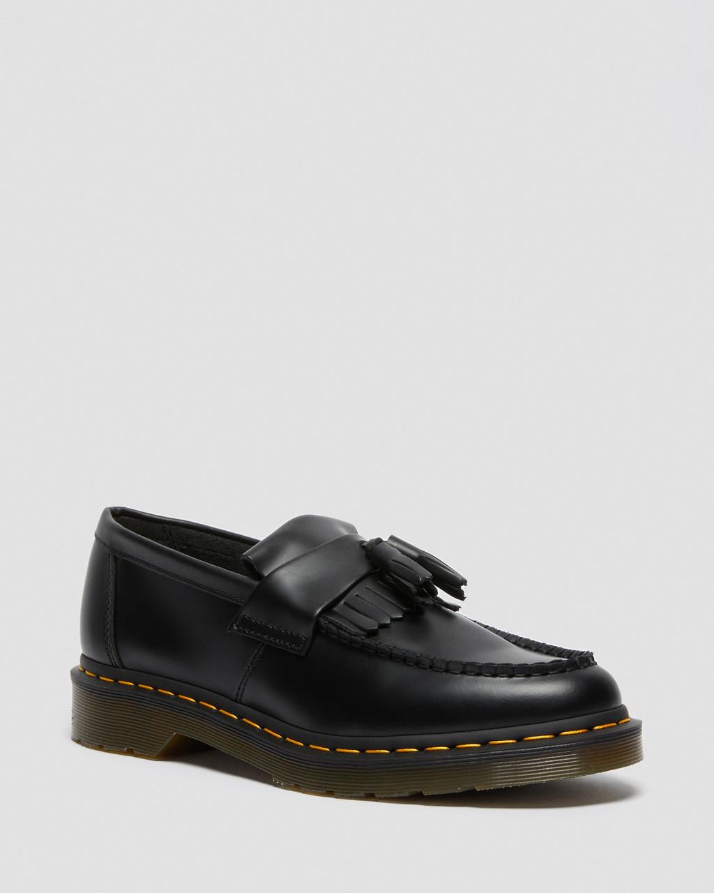 Pánské Loafers Dr Martens Adrian Yellow Stitch Leather Tassel Černé | 78730835