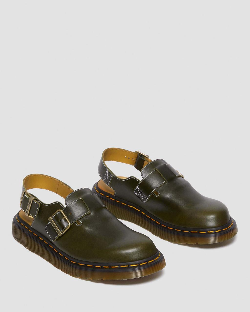 Pánské Mules Dr Martens Jorge Made in England Classic Leather Slingback Olivy Zelené | 44477864