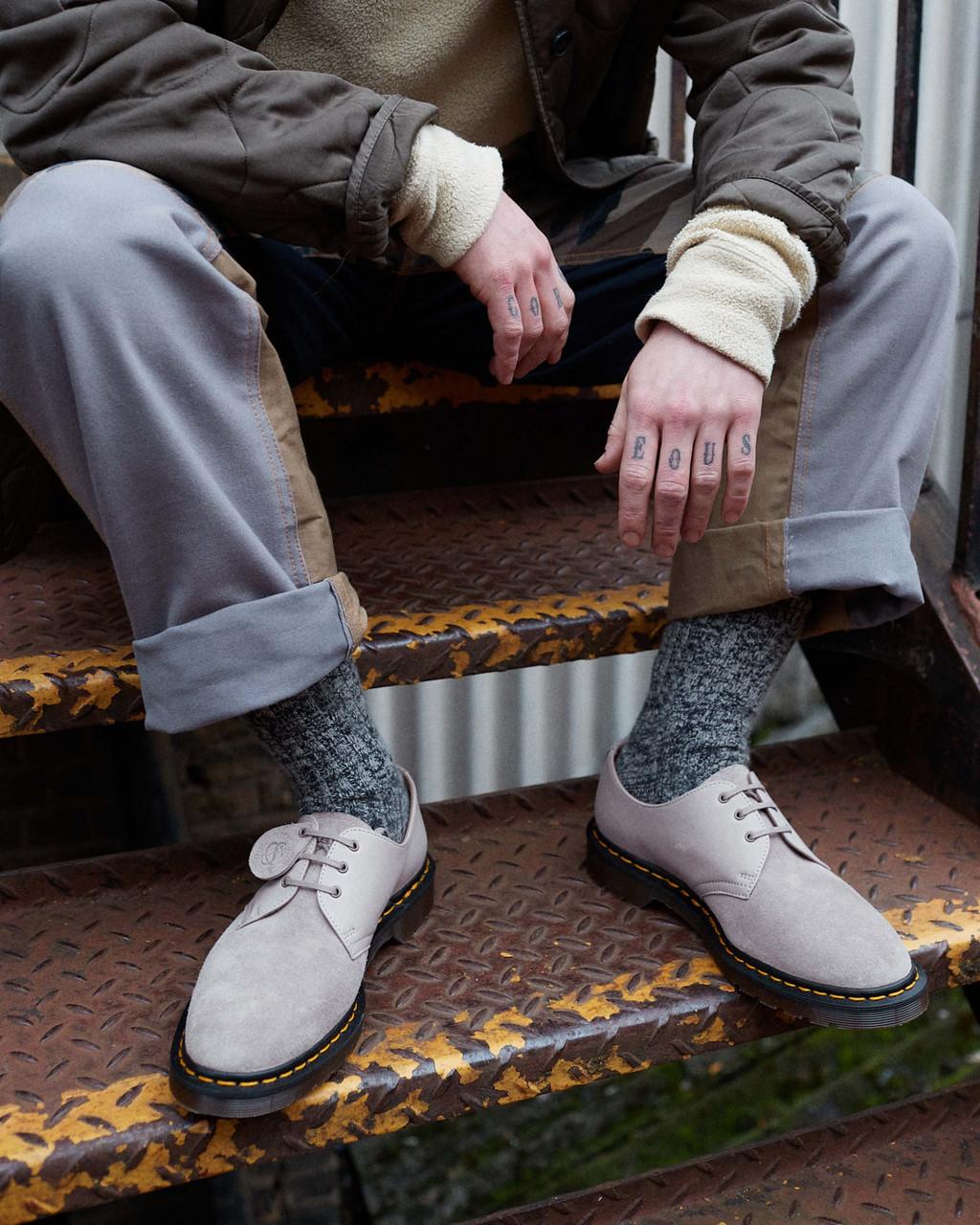 Pánské Oxfordky Dr Martens 1461 Made in England Suede Béžový | 56461875