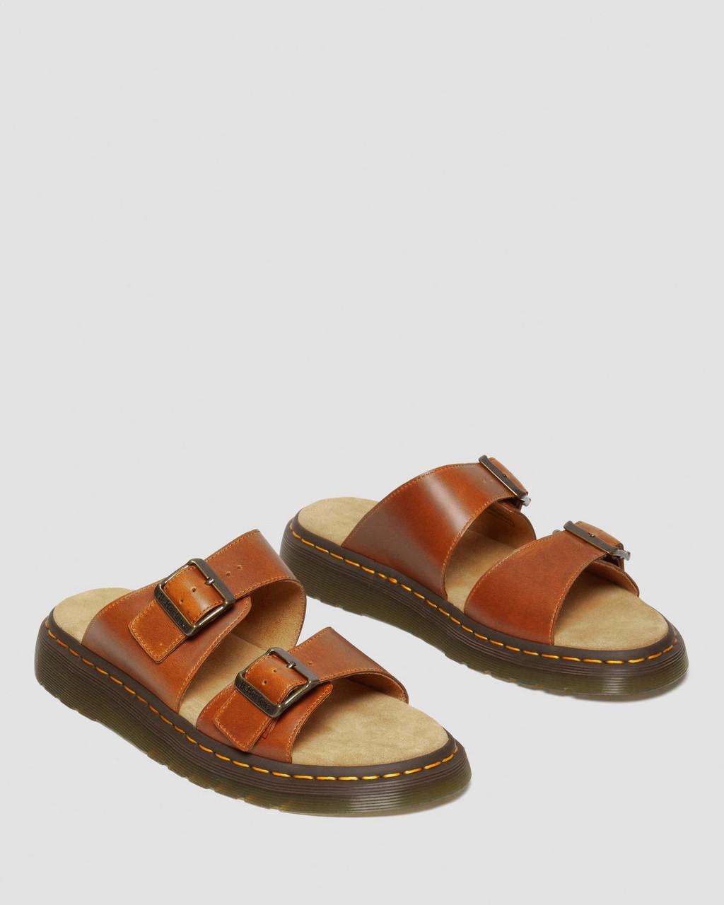 Pánské Sandály Dr Martens Josef Analine Leather Buckle Slide Hnědé | 80790474