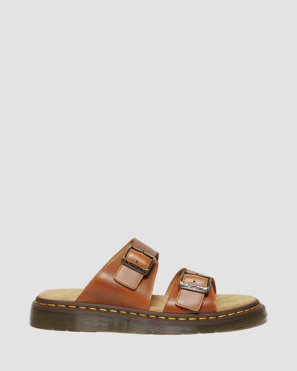 Pánské Sandály Dr Martens Josef Analine Leather Buckle Slide Hnědé | 80790474