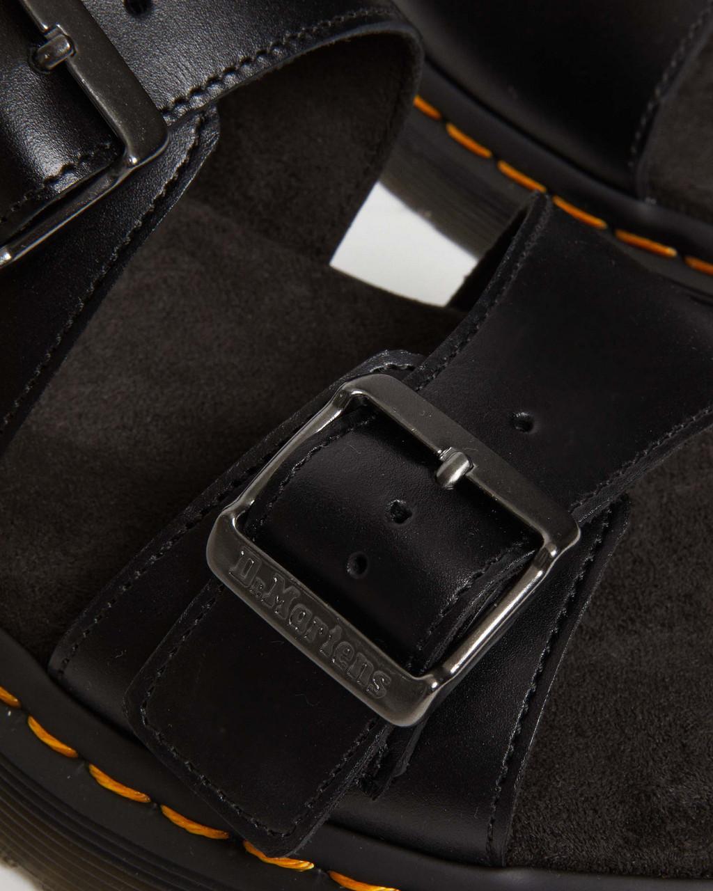 Pánské Sandály Dr Martens Josef Analine Leather Buckle Slide Černé | 59884637