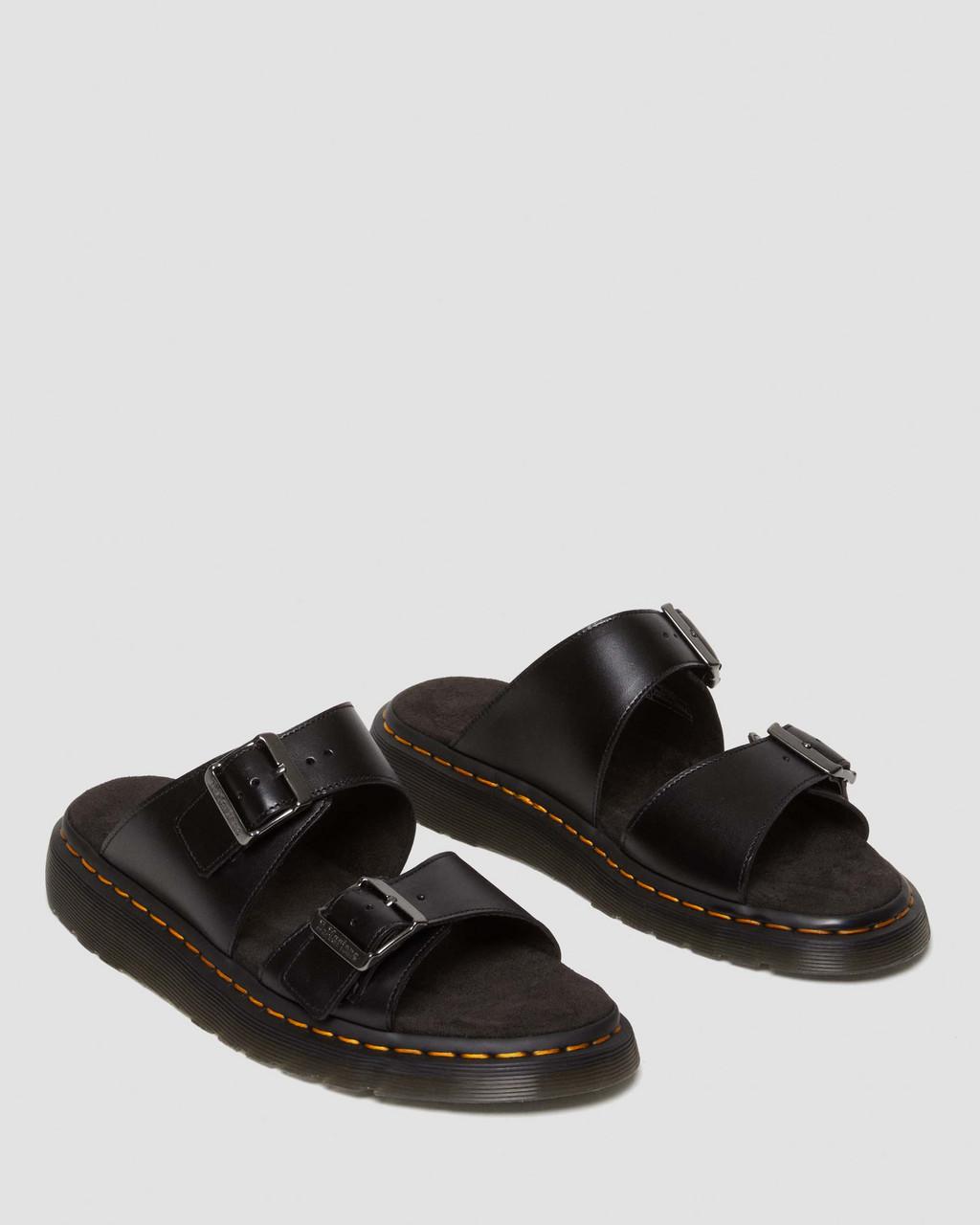 Pánské Sandály Dr Martens Josef Analine Leather Buckle Slide Černé | 59884637