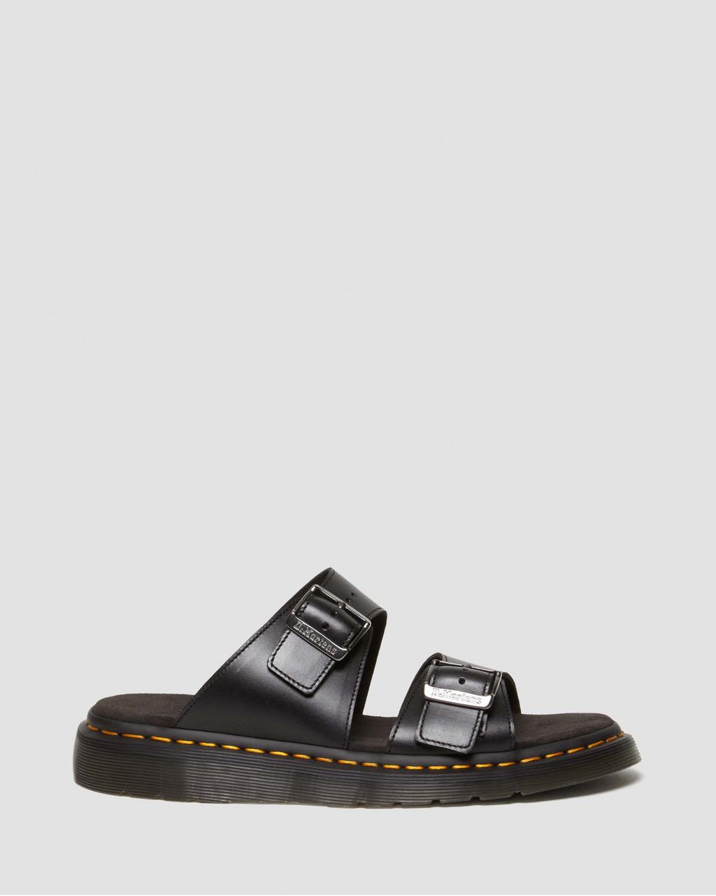 Pánské Sandály Dr Martens Josef Analine Leather Buckle Slide Černé | 59884637