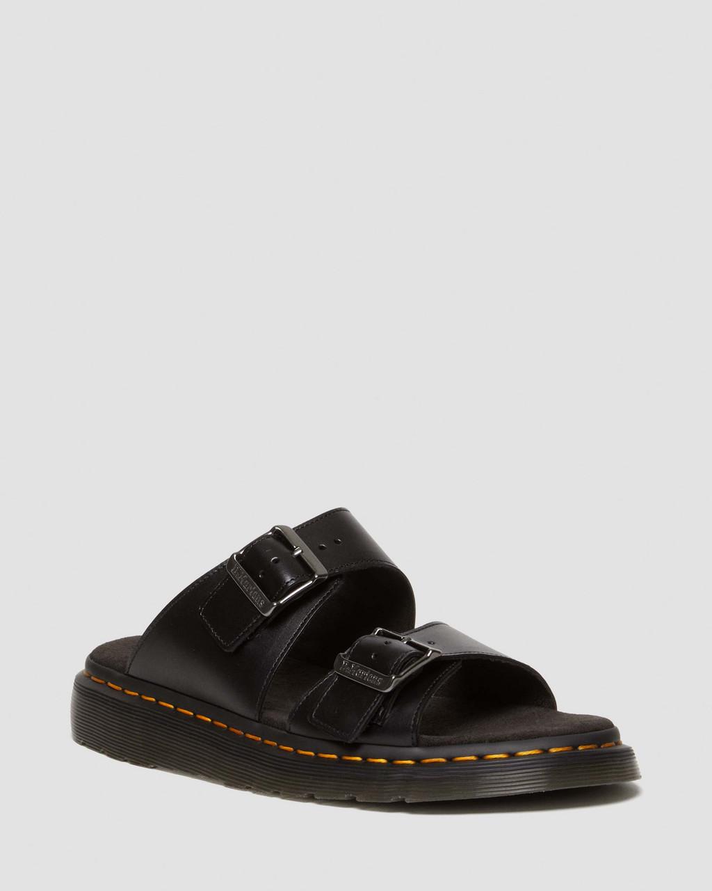Pánské Sandály Dr Martens Josef Analine Leather Buckle Slide Černé | 59884637