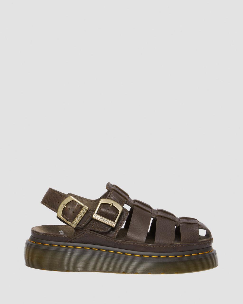 Pánské Sandály Dr Martens Wrenlie Grizzly Leather Fisherman Hnědé | 13228722