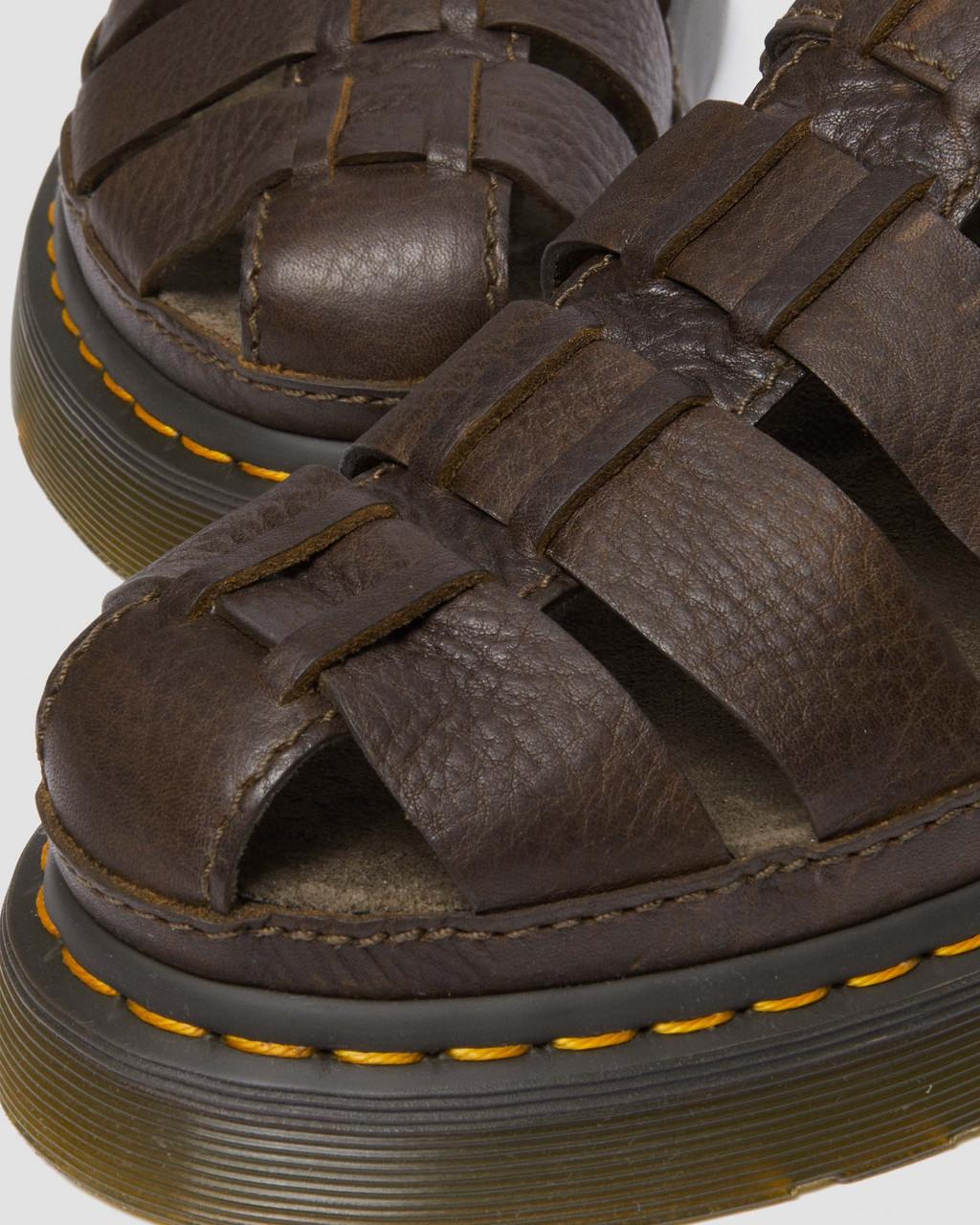 Pánské Sandály Dr Martens Wrenlie Grizzly Leather Fisherman Hnědé | 13228722