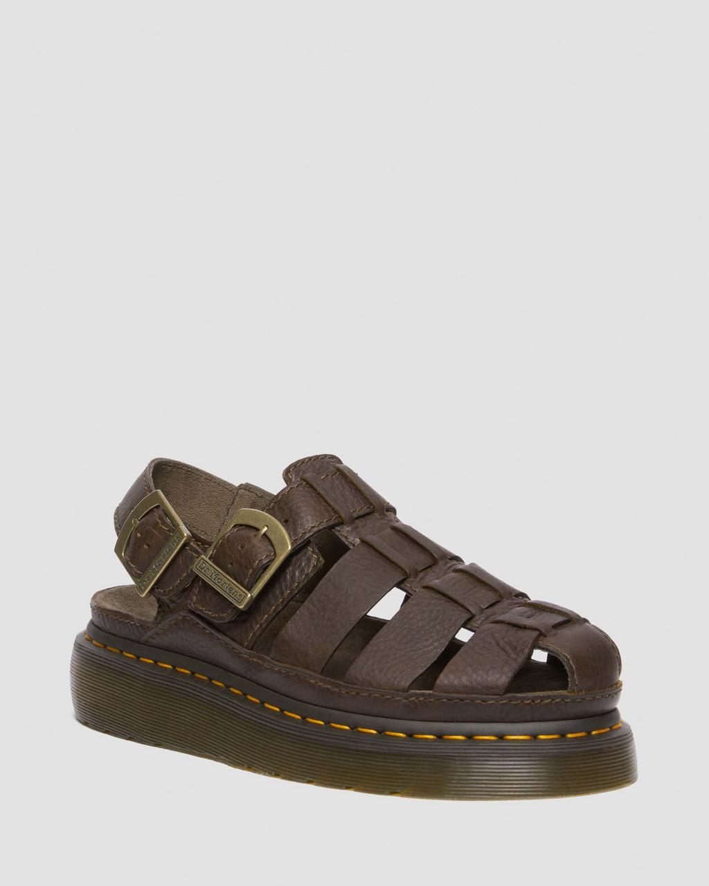 Pánské Sandály Dr Martens Wrenlie Grizzly Leather Fisherman Hnědé | 13228722