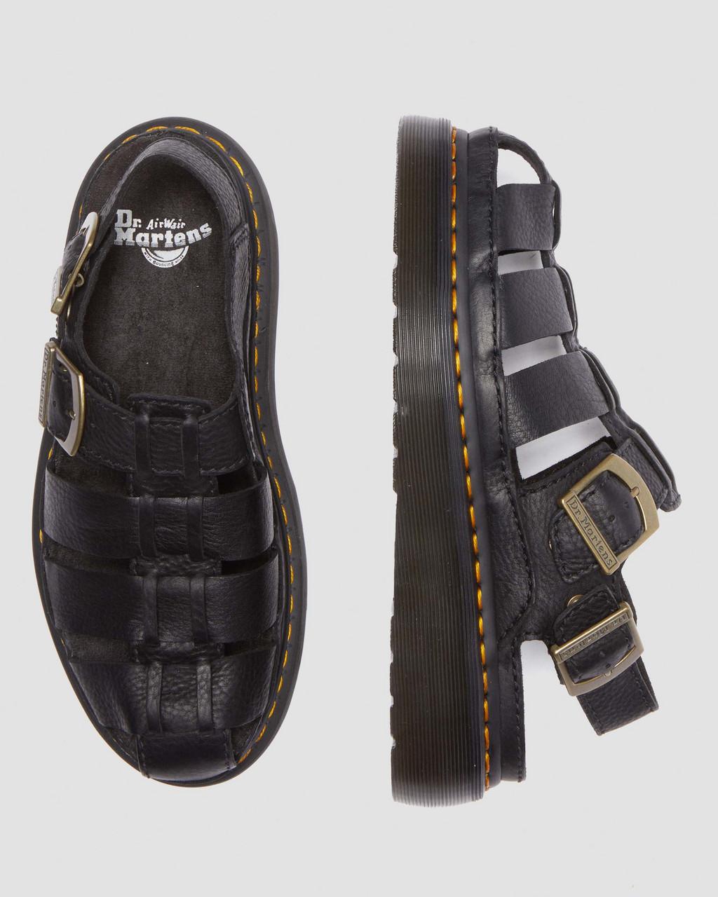 Pánské Sandály Dr Martens Wrenlie Grizzly Leather Fisherman Černé | 26297469