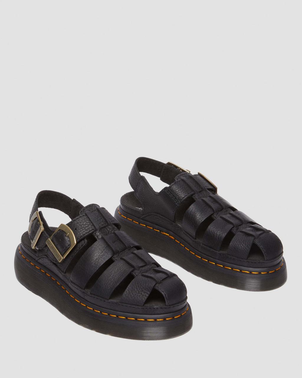 Pánské Sandály Dr Martens Wrenlie Grizzly Leather Fisherman Černé | 26297469