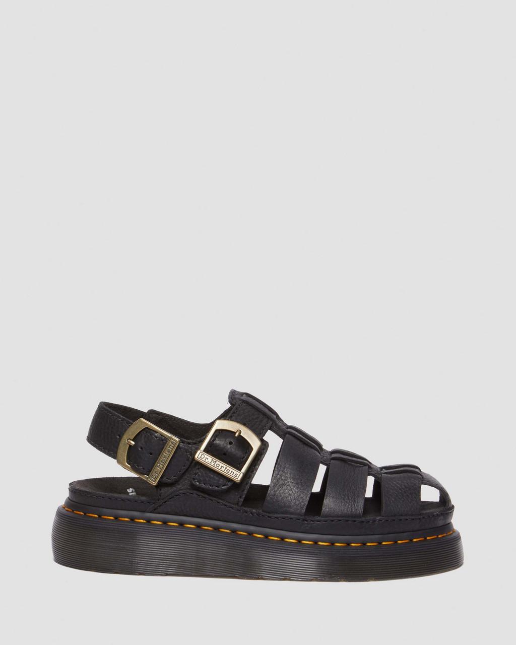 Pánské Sandály Dr Martens Wrenlie Grizzly Leather Fisherman Černé | 26297469