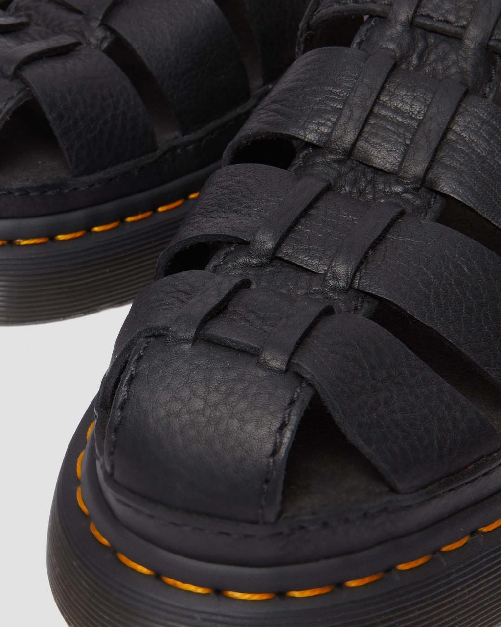 Pánské Sandály Dr Martens Wrenlie Grizzly Leather Fisherman Černé | 26297469