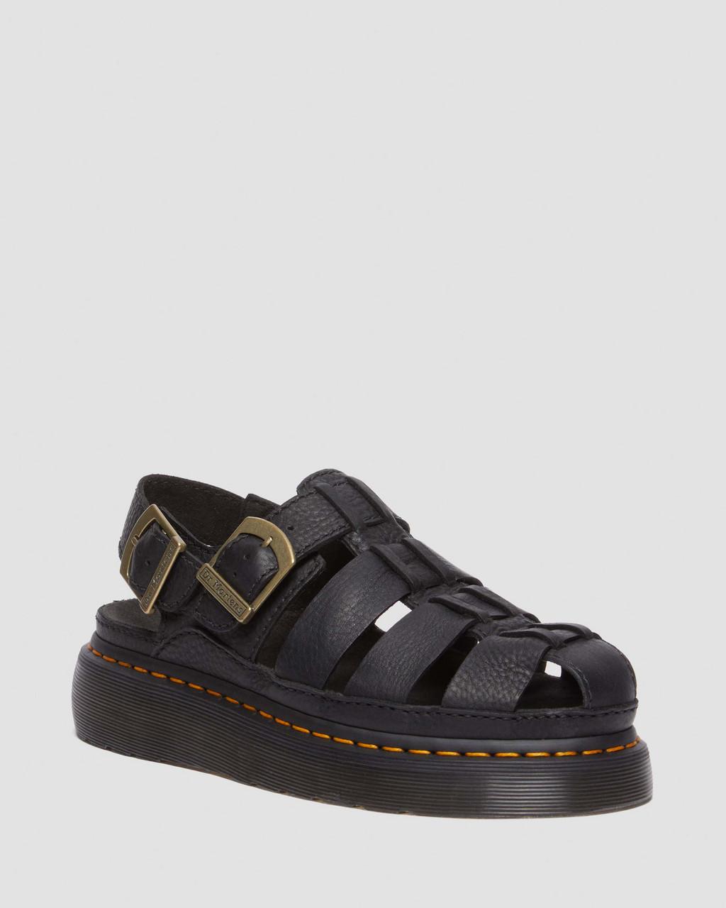 Pánské Sandály Dr Martens Wrenlie Grizzly Leather Fisherman Černé | 26297469