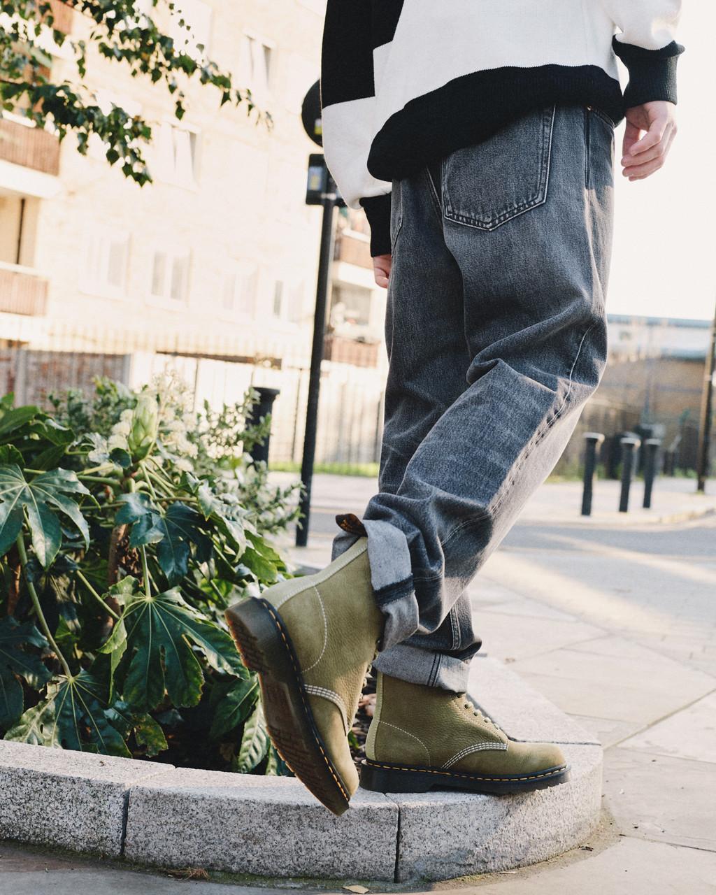 Pánské Šněrovací Boty Dr Martens 1460 Tumbled Nubuck Leather Olivy Zelené | 28780027
