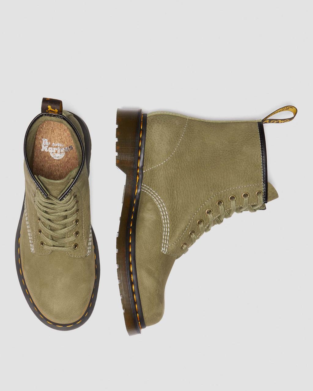 Pánské Šněrovací Boty Dr Martens 1460 Tumbled Nubuck Leather Olivy Zelené | 28780027