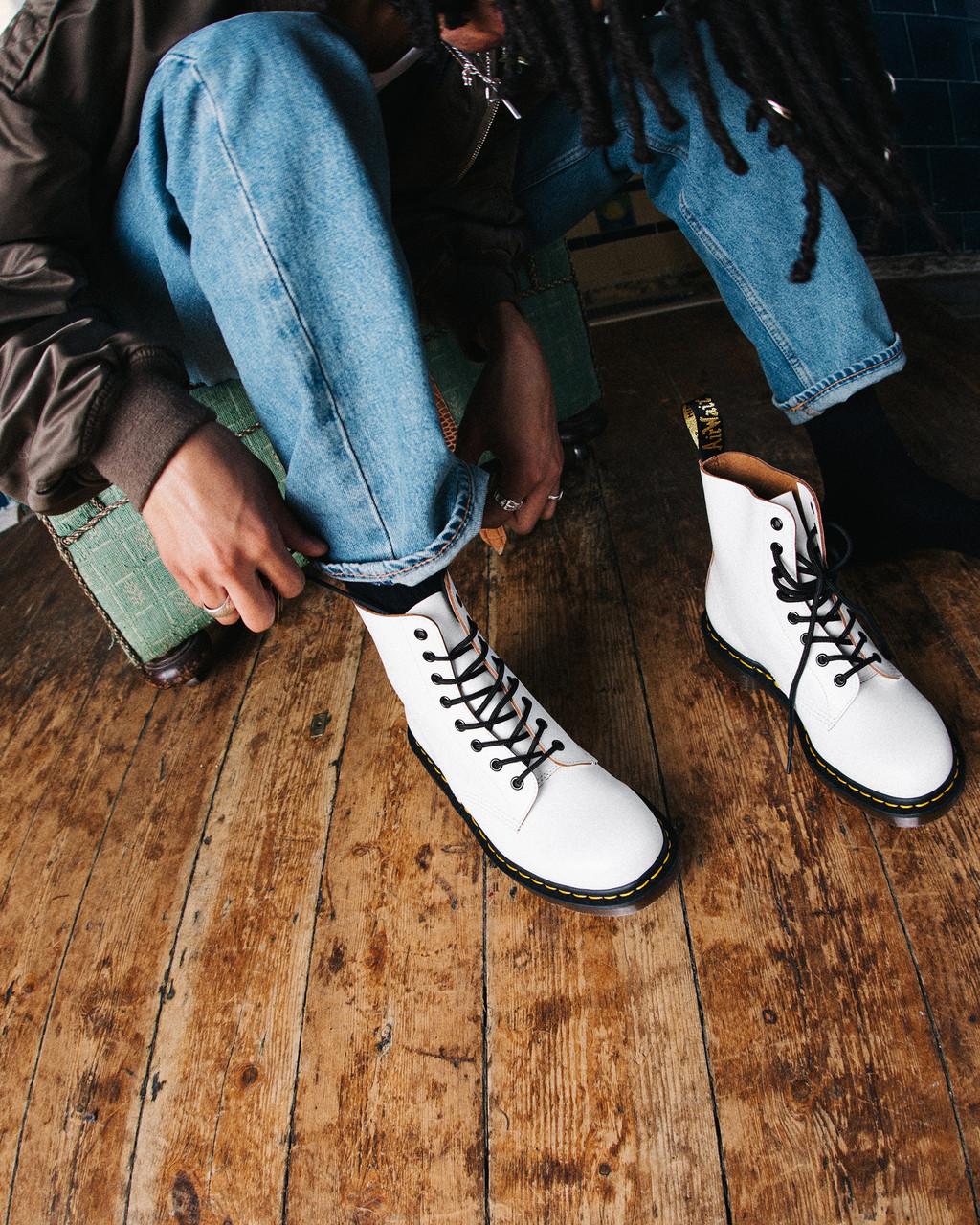 Pánské Šněrovací Boty Dr Martens 1460 Vintage Made in England Bílé | 31586950